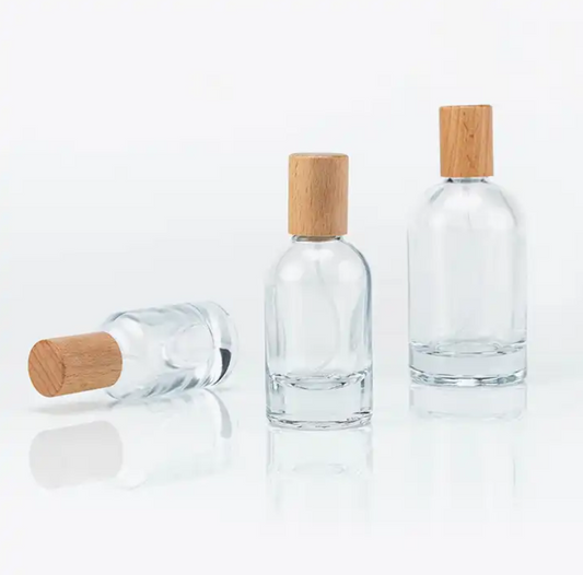30ml Glass Spray Bottle clear glass spray (wooden cap)