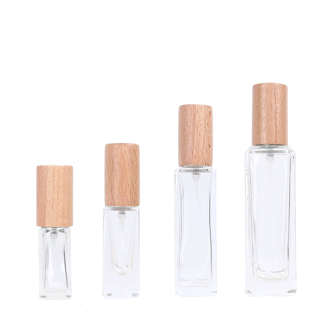 5-30ml Rectangle Glass Spray (wooden cap)