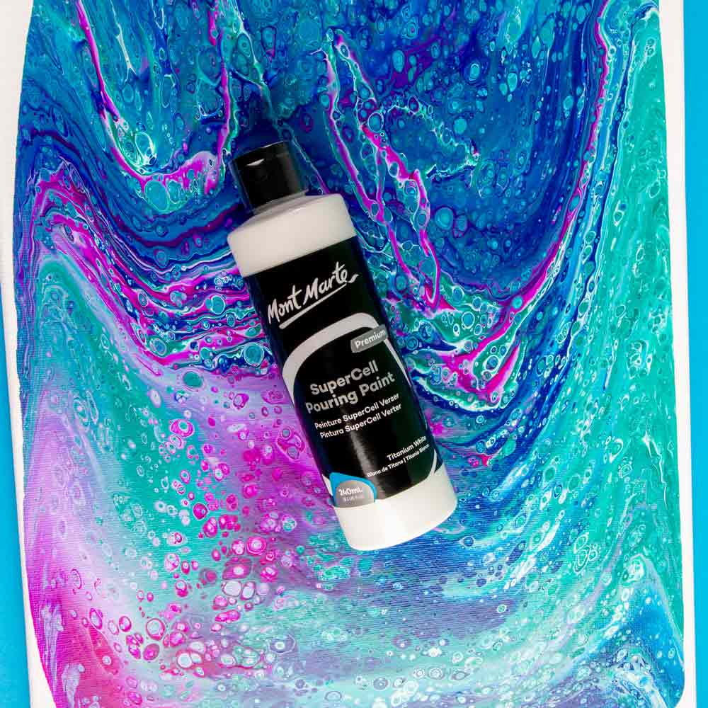 Mont Marte SuperCell Pouring Paint fluid painting cytoplasmic pigment 240ml - Titanium White titanium white