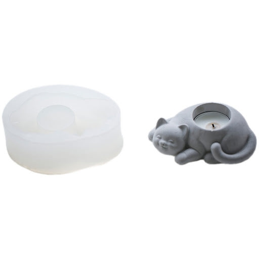 Cat Candle Holder Mold 貓咪燭台模具