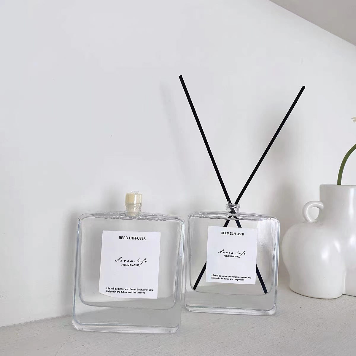 100ml Flat Square Diffuser Glass bottle 扁方形玻璃擴香瓶 (連蓋)