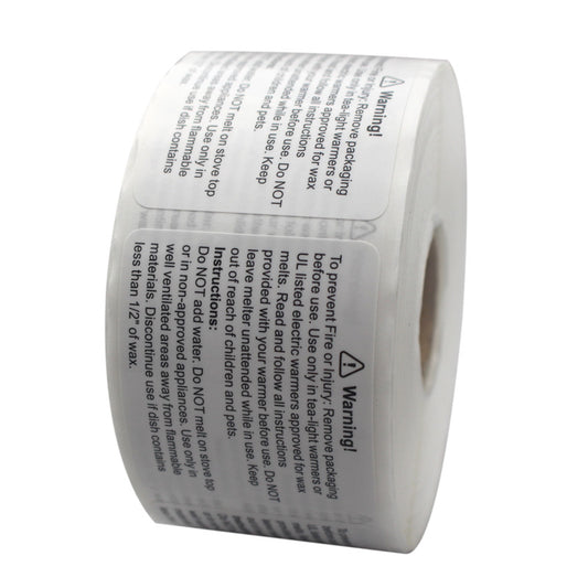 Candle Warning Label 500 English Candle Warning Stickers A1 - Square
