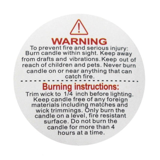 Candle Warning Label 500 English candle warning stickers A2