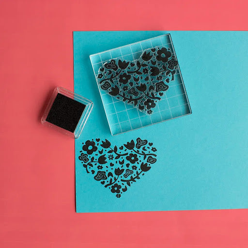 Clear Underlined Square Stamp Block 透明劃線亞克力印章板