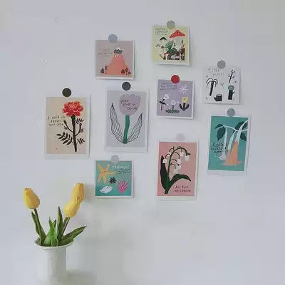 Plants Flower illustration Cards photoprops 植物花朵插畫卡片攝影道具 (一共9張單面)