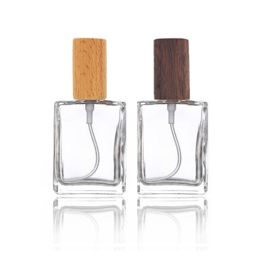 15ml Square Glass Spray glass spray bottle (wooden cap)