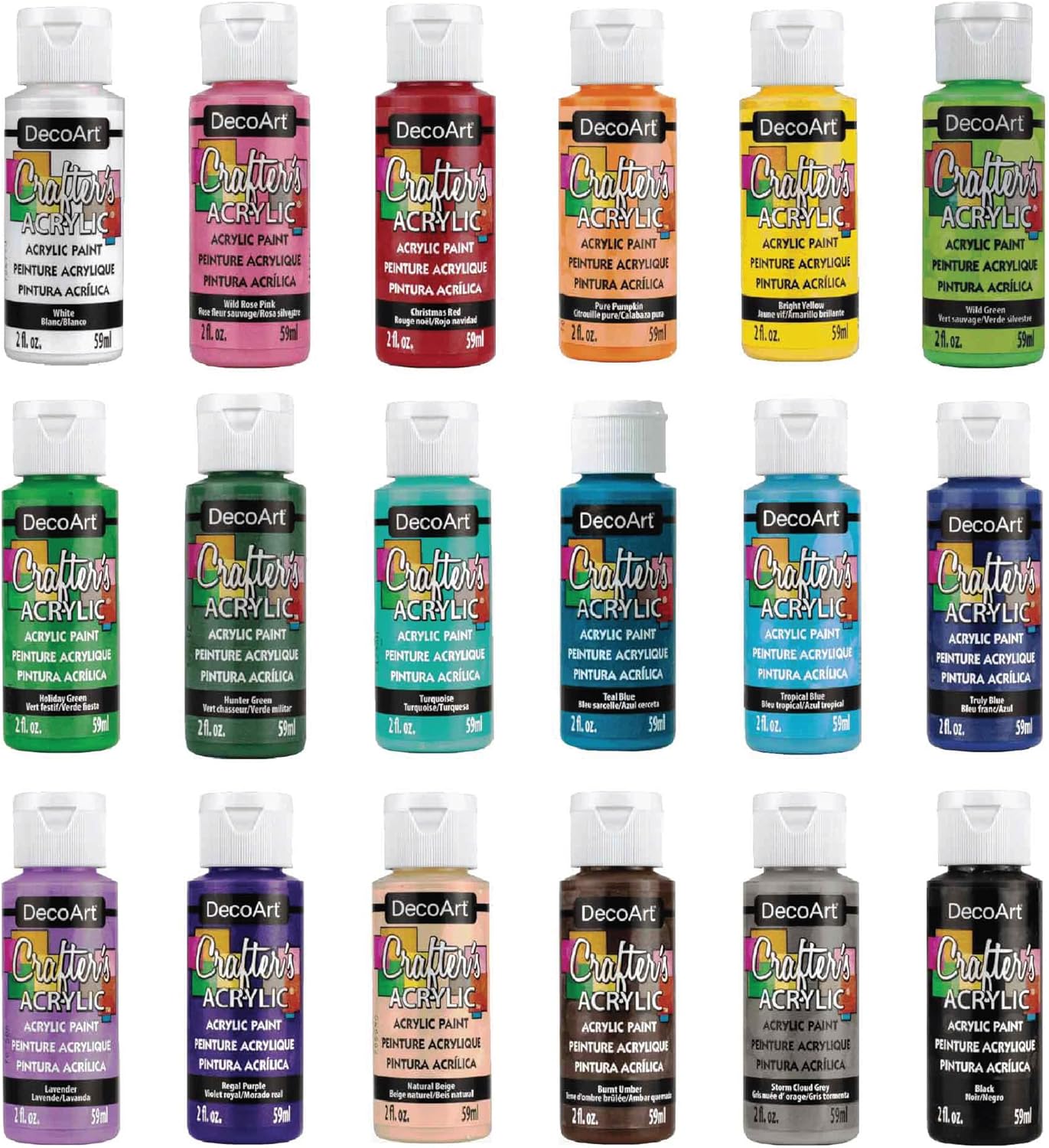 Deco Art Crafter's Acrylics Paint 18 Colors Set 石膏香氛丙烯顏料 Crafter's 系列18顏色套裝