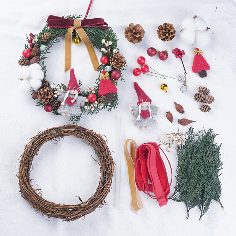 Christmas Wreath DIY Set H 聖誕花環藤圈手作材料包 20/25cm