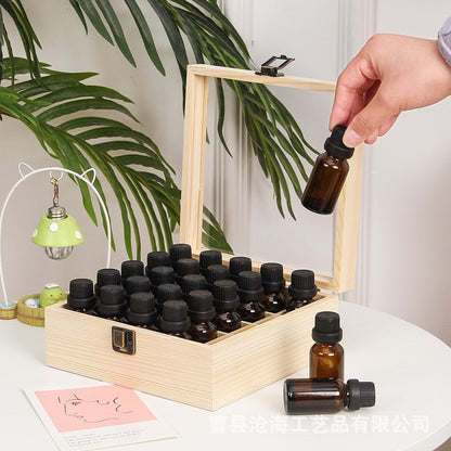 21 Slots Hand Carry Wooden Oil Bottle Storage Box 21 Slots Hand Carry Wooden Oil Bottle Storage Box