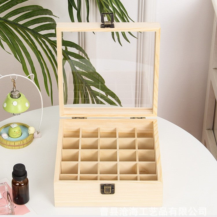 21 Slots Hand Carry Wooden Oil Bottle Storage Box 21 Slots Hand Carry Wooden Oil Bottle Storage Box