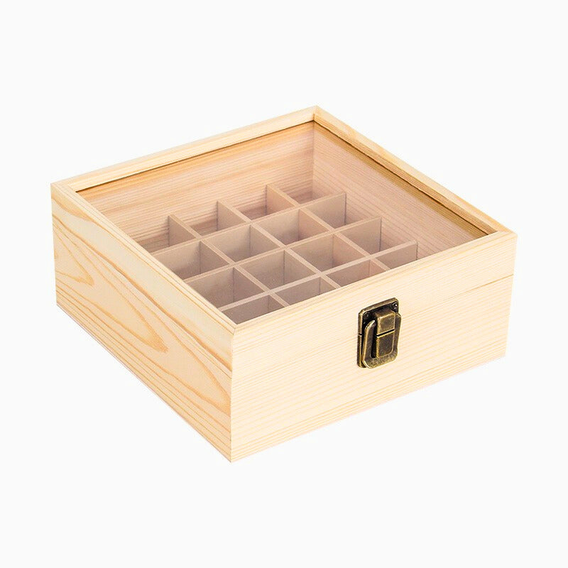21 Slots Hand Carry Wooden Oil Bottle Storage Box 21 Slots Hand Carry Wooden Oil Bottle Storage Box