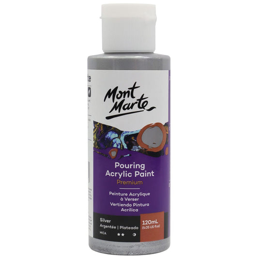Mont Marte Pouring Acrylic Paint 丙烯流體畫顏料 120ml - Silver 銀