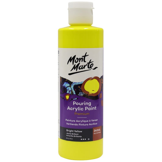 Mont Marte Pouring Acrylic Paint 丙烯流體畫顏料 240ml - Bright Yellow 亮黃色