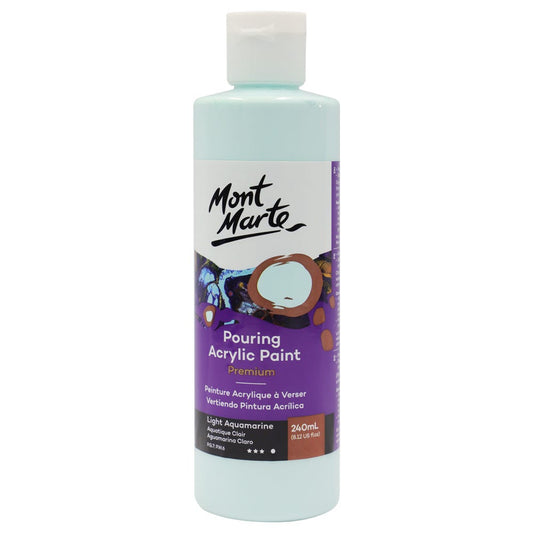 Mont Marte Pouring Acrylic Paint 丙烯流體畫顏料 240ml - Light Aquamarine 淺海藍色