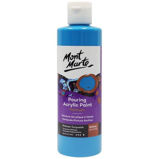 Mont Marte Pouring Acrylic Paint 丙烯流體畫顏料 240ml - Phthalo Turquoise 酞菁綠松石色