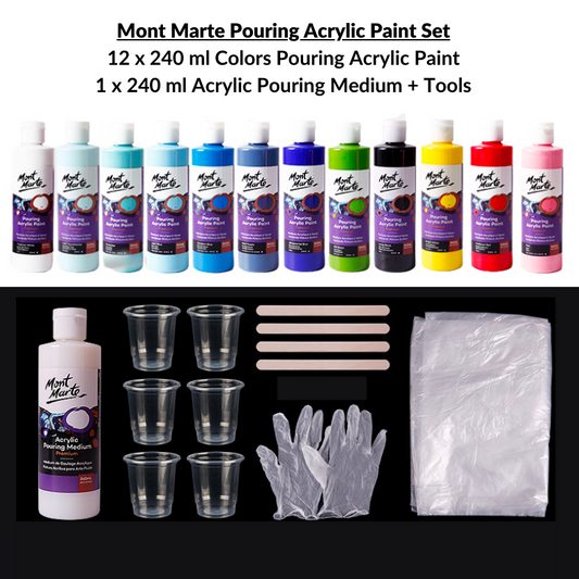 Mont Marte Pouring Acrylic Paint 丙烯流體畫顏料 12件套 240ml