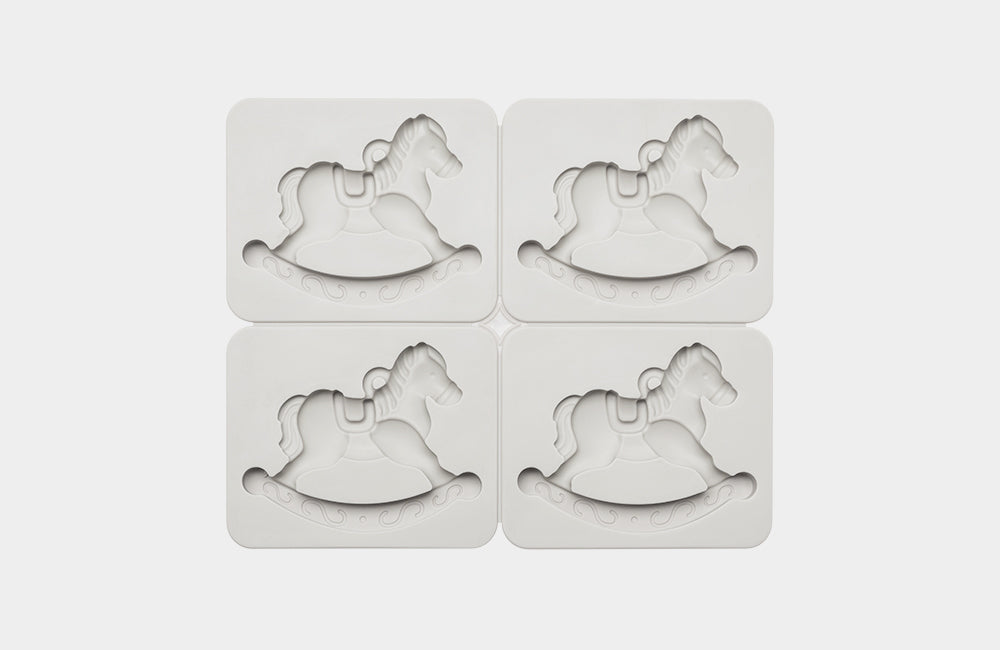 CW -  Rocking Horse Tablet Silicone Mold (4-Cavities) 木馬蠟牌石膏牌矽膠模具（4孔）