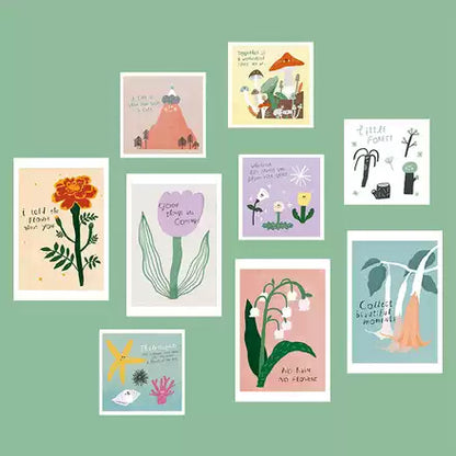 Plants Flower illustration Cards photoprops 植物花朵插畫卡片攝影道具 (一共9張單面)