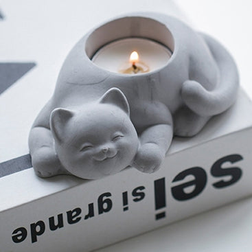 Cat Candle Holder Mold 貓咪燭台模具