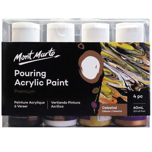 Mont Marte Pouring Acrylic Paint 60ml 4pc Set - Celestial 天國主題丙烯流體畫顏料