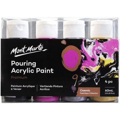 Mont Marte Pouring Acrylic Paint 60ml 4pc Set - Cosmic 宇宙主題丙烯流體畫顏料