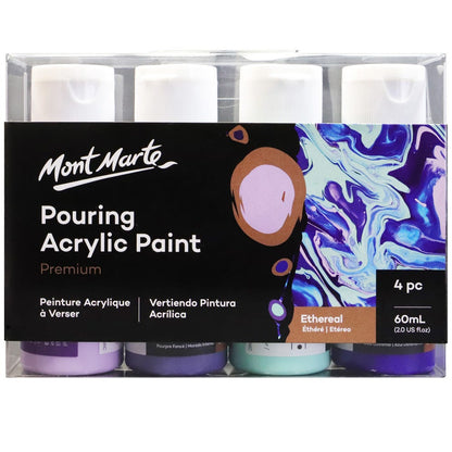 Mont Marte Pouring Acrylic Paint 60ml 4pc Set - Ethereal 飄渺主題丙烯流體畫顏料