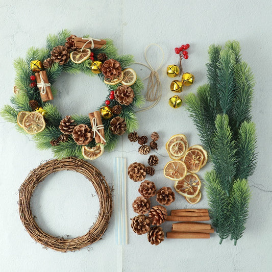 Christmas Wreath DIY Set C 聖誕花環藤圈手作材料包 - 20cm