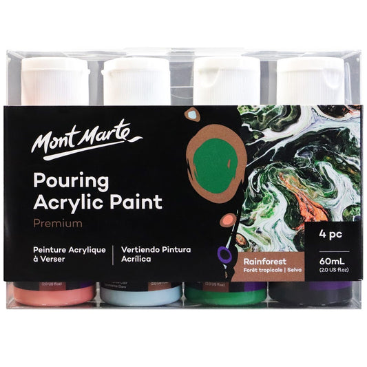 Mont Marte Pouring Acrylic Paint 60ml 4pc Set - Rainforest 雨林主題丙烯流體畫顏料