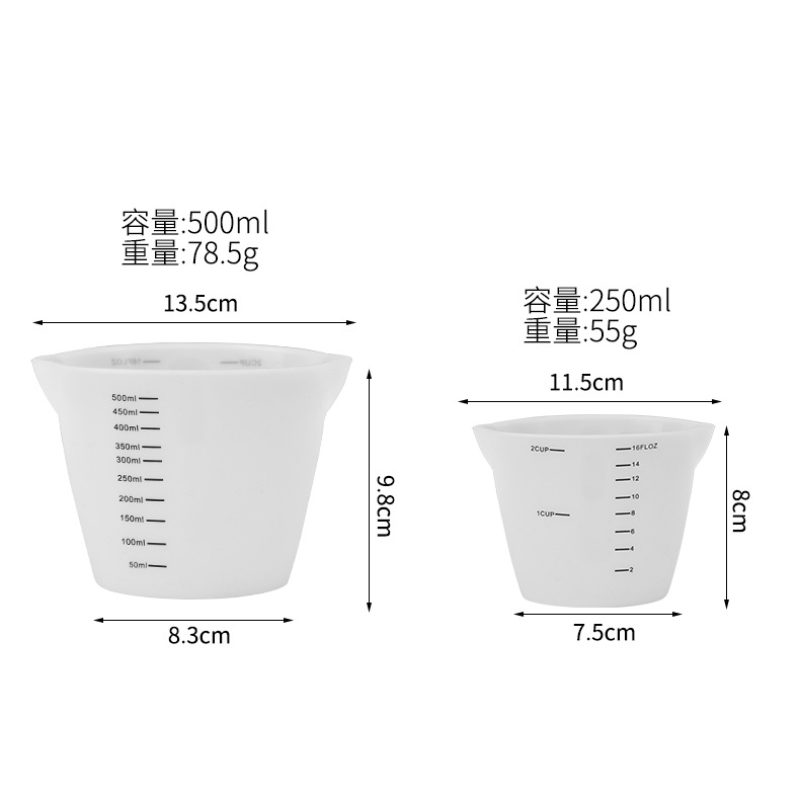 250ml/500ml Scaled Silicon Measuring Cup 矽膠量杯