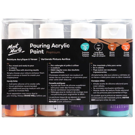 Mont Marte Pouring Acrylic Paint 60ml 4pc Set - Symphony symphony theme acrylic fluid paint