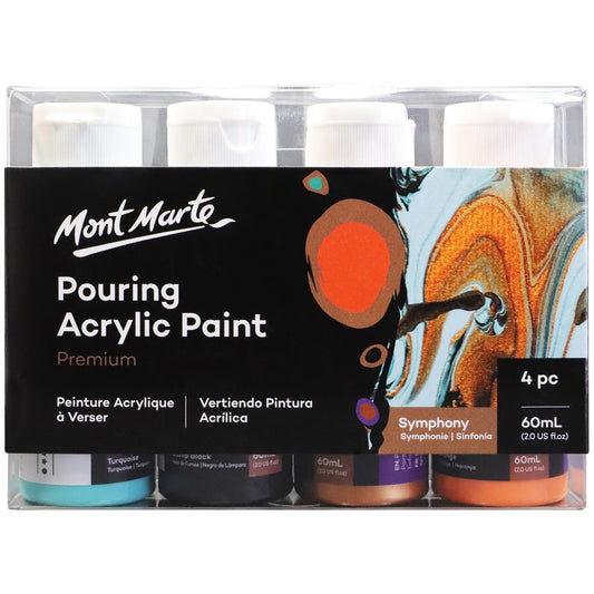 Mont Marte Pouring Acrylic Paint 60ml 4pc Set - Symphony 交響樂主題丙烯流體畫顏料