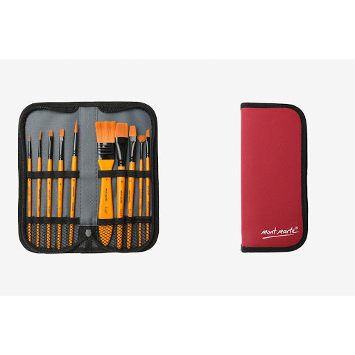 Mont Marte Taklon Brush Set in Wallet 11pcs – Acrylic 11種丙烯顏料畫筆