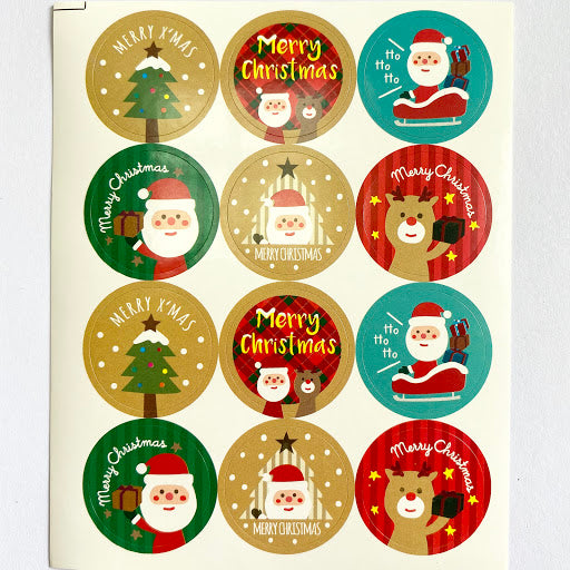 Sticker 貼紙 [ST-N07] - Christmas Cartoon Round sticker 聖誕卡通圓形貼紙