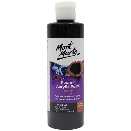 Mont Marte Pouring Acrylic Paint 丙烯流體畫顏料 240ml - Lamp Black 煤黑