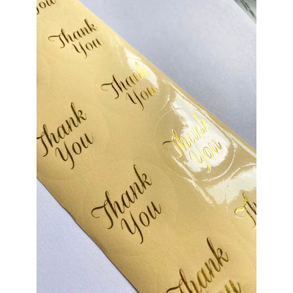 Gold Thank You Sticker  金色透明底貼紙 5 張/ set