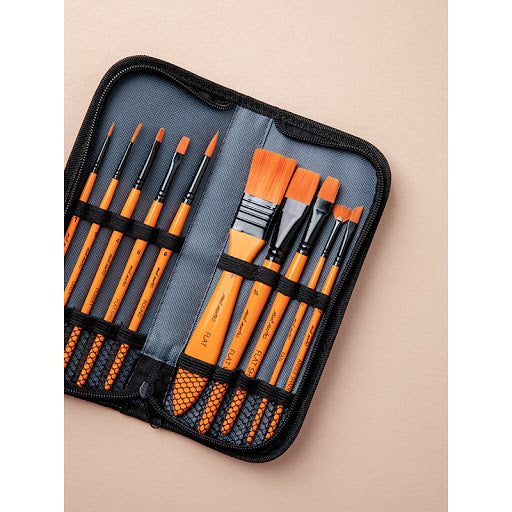 Mont Marte Taklon Brush Set in Wallet 11pcs – Acrylic 11種丙烯顏料畫筆