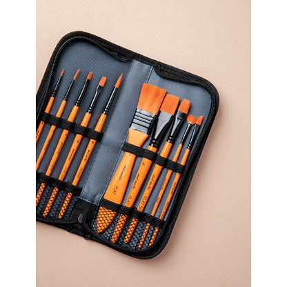 Mont Marte Taklon Brush Set in Wallet 11pcs – Acrylic 11種丙烯顏料畫筆