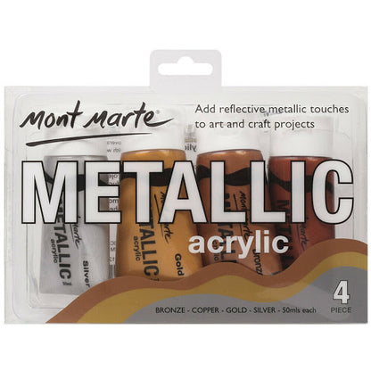 Mont Marte Metallic Acrylic Colors 4 x 50ml 金屬丙烯顏料4色套裝